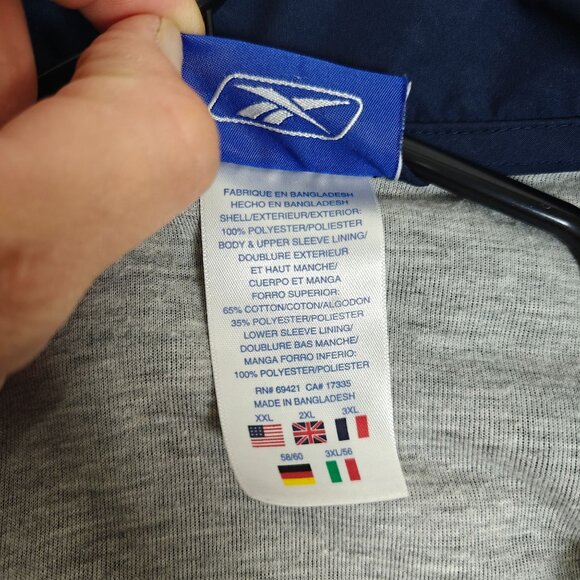Vintage Reebok Men's Full-Zip Windbreaker Jacket Navy Blue Size XXL 90s - Picture 2 of 7